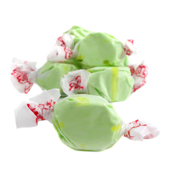 Salt Water Taffy Golden Pear, Taffy Town, approx 65 pastel green and yellow whipped pieces, sweet juicy pear flavor.
