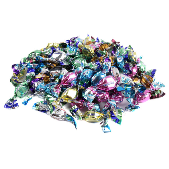 Glitterati Mint Medley, 6 assorted Italian mini mints, approximately 440 pieces per pound.