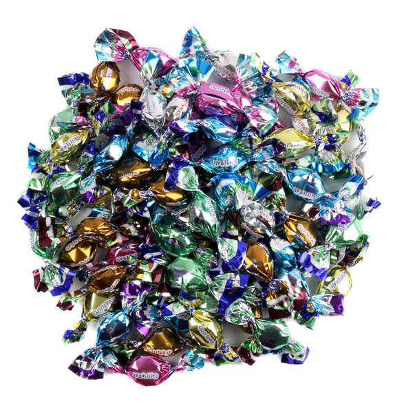 Bulk Glitterati Mint Medley. 6 assorted Italian mini mints, many colors, ~440 refreshing pieces per pound.