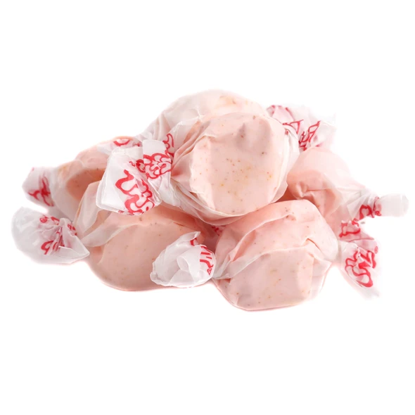 Taffy Town Xtreme Hot Salt Water Taffy, spicy red, 65 chewy pieces per pound, cinnamon flavor, USA made.