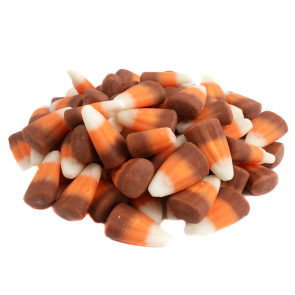 Neutral earthy colored Indian Candy Corn with chocolate bottoms, approx 250 pieces per pound. Made in USA Fall Thanksgiving candy.