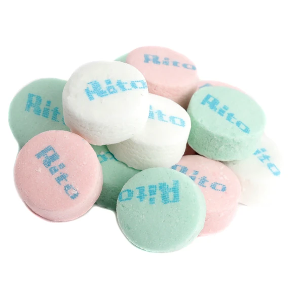 Assorted Rito Mints.Green Spearmint, White Peppermint, Pink Wintergreen classic mints, approximately 100 pieces.