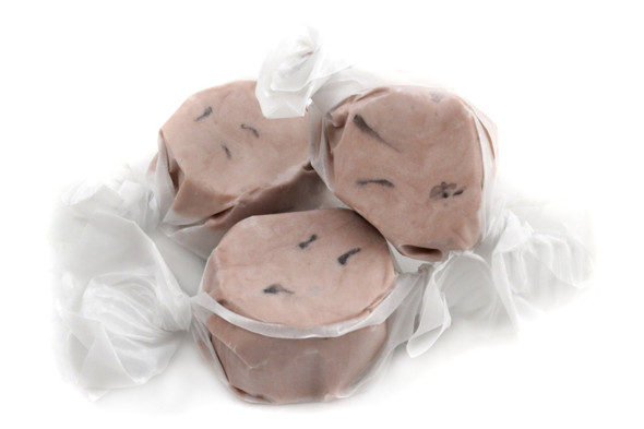 Brown Cookie Dough Salt Water Taffy, dotted with chocolate, approx. 60 pieces per pound.