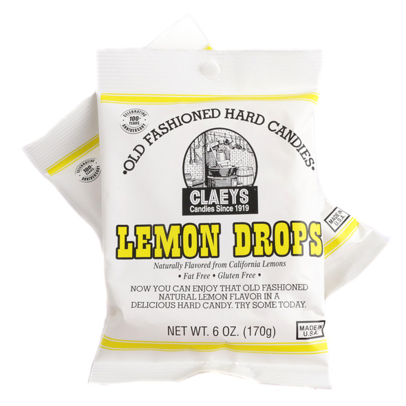 Claey's Hard Candy Drops, 6oz bag with approximately 42 yellow lemon hard candies.