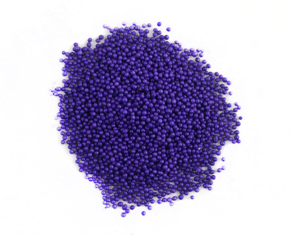 Small, round, lavender nonpareil sprinkles for baking and dessert toppings. Purple candy dots.