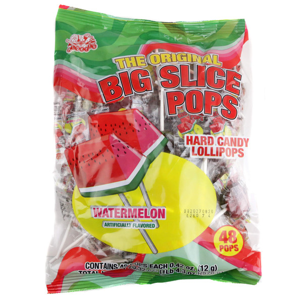 48 individually wrapped Big Slice watermelon wedge lollipops, red and green candy.