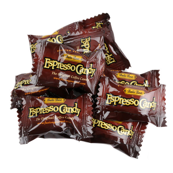 Brown Balis Best Espresso Candy, approx. 120 pieces per pound, hard coffee candy with bold dark roast flavor.