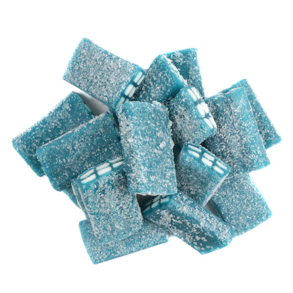 image of sour blue raspberry licorice bricks fini candy