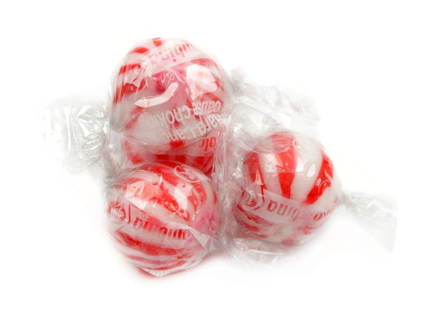 Colombina Jumbo Mint Balls, 120 individually wrapped white and red peppermint hard candies, 1 inch.