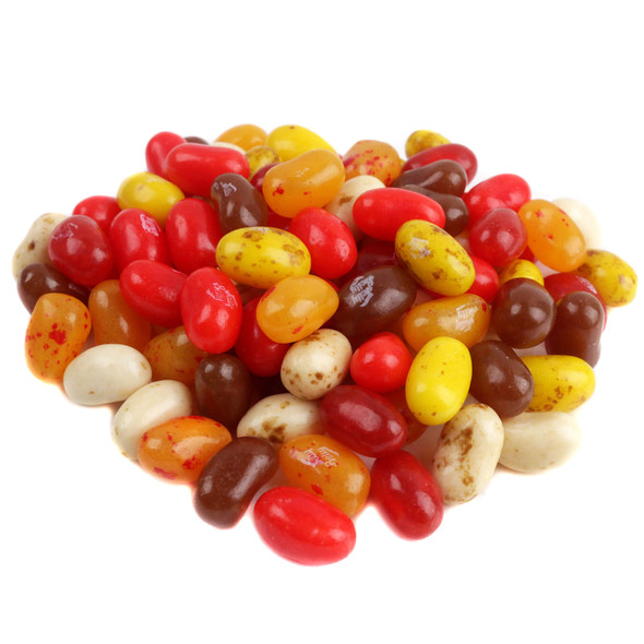 Jelly Belly Autumn Mix Jelly Beans, vibrant orange, red, yellow, brown Fall colors. Mixed flavor candy, USA made.