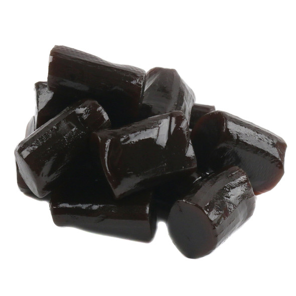 Soft, chewy black Finnska sugar-free licorice candy pieces, 1 pound.