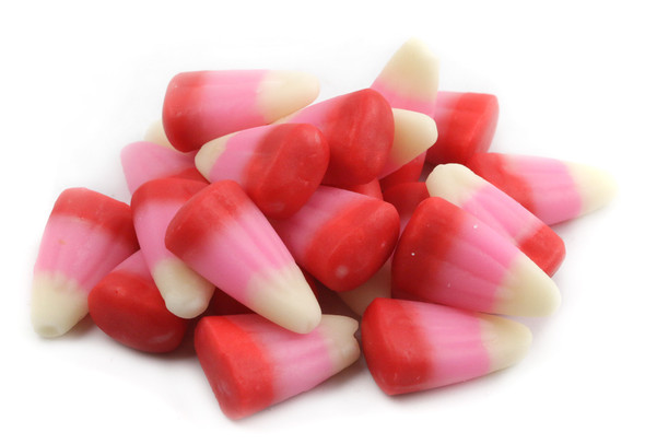 Vibrant red and pink Valentine Candy Corn, also known as Cupid Corn, approx 400 pieces per pound.