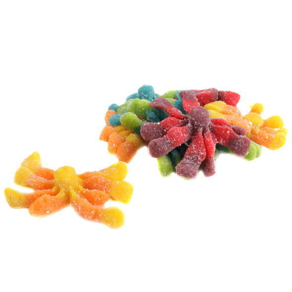 Trolli Sour Gummy Octopus, colorful tie-dyed, vibrant, sweet & sour candy, approx 35 per pound.