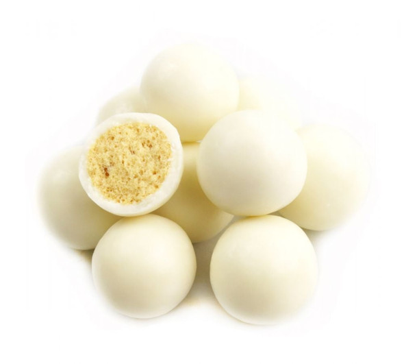 White, crunchy, sweet yogurt malt balls. Creamy bulk candy treat.