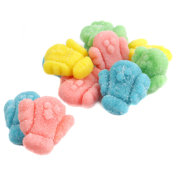 Gummy Chicks in 4 pastel colors: yellow, green, blue, pink. Sweet Easter candy, approx 40 per pound.