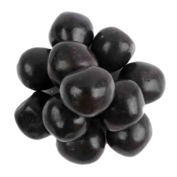 Black Cherry Chewy Sour Balls, bold black, tangy sweet and sour, approx 95 per pound, USA made candy.