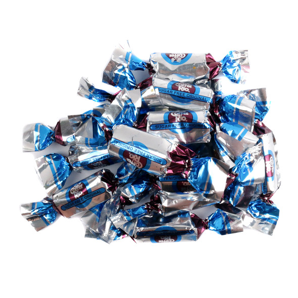 Coffee Rio Original Sugar Free hard candy, rich brown, real coffee taste, individually wrapped, approx 87 candies per pound.