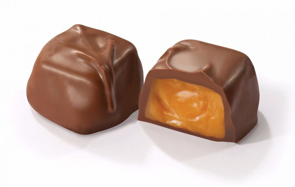 Sweet Asher's milk chocolate butter rum caramels, approx 30 rich brown pieces per pound, USA made.