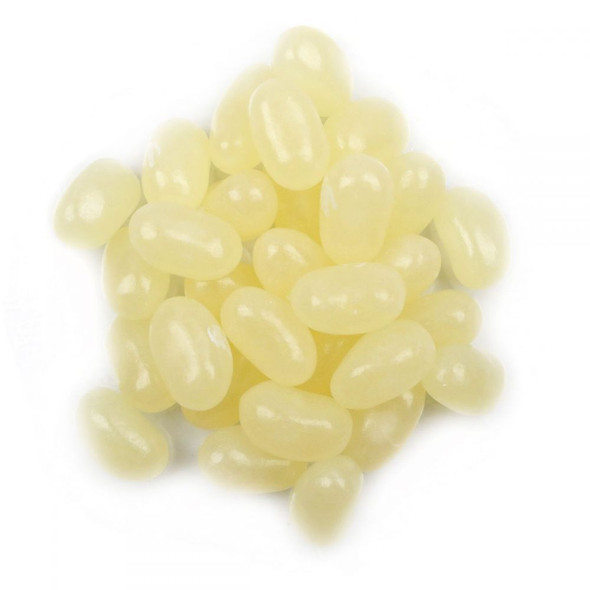 White Jelly Belly A&W Cream Soda jelly beans, authentic cream soda flavor, approx 400 per pound.