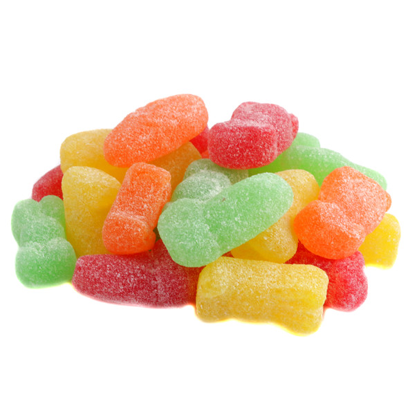 Assorted Easter jelly candy mix with colorful bunnies, eggs, and carrots in orange, cherry, lemon, lime.