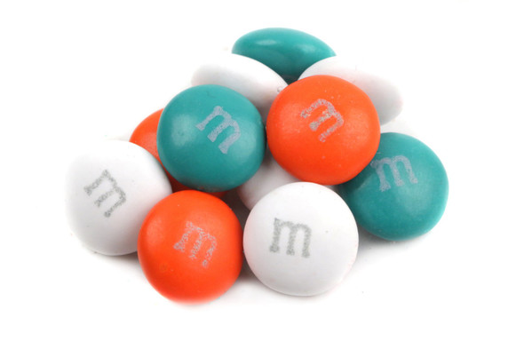 Vibrant teal M&M's, 1 lb bulk bag, approximately 500 chocolate candies, perfect for candy buffets.
