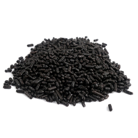 Black Sprinkles from Sprinkle King, rich black color, small irregular shapes for Halloween cakes, cookies, and desserts.