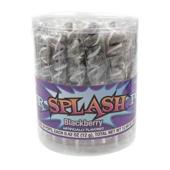 30 individually wrapped pearly silver blackberry twist lollipops, 2.5 inches each.