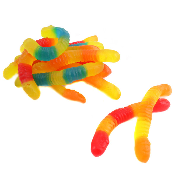 Vidal's Sugar-Free Gummy Worms, vibrant electric blue, radiant red, citrus, berry flavors. Approx 75 pieces per pound.