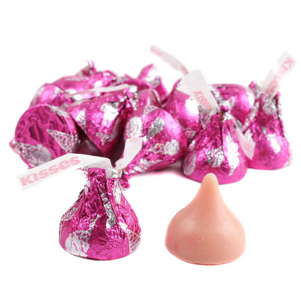 image of hershey kisses strawberry ice cream cone pink candy