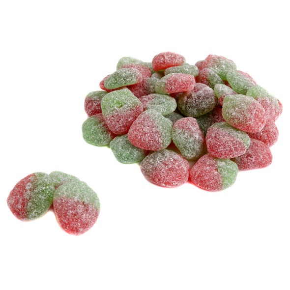 Red Sour Patch Kids Strawberry gummy candies, approximately 130 per pound, soft chewy not so sour strawberry flavor.