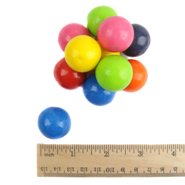 Close-up of shiny, colorful 1-inch gumballs for bulk candy machines