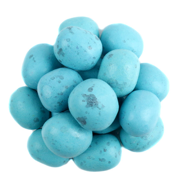 Blue Robin Eggs mini chocolate covered marshmallows, thin blue candy shell, approx 75 per pound, festive Easter candy.