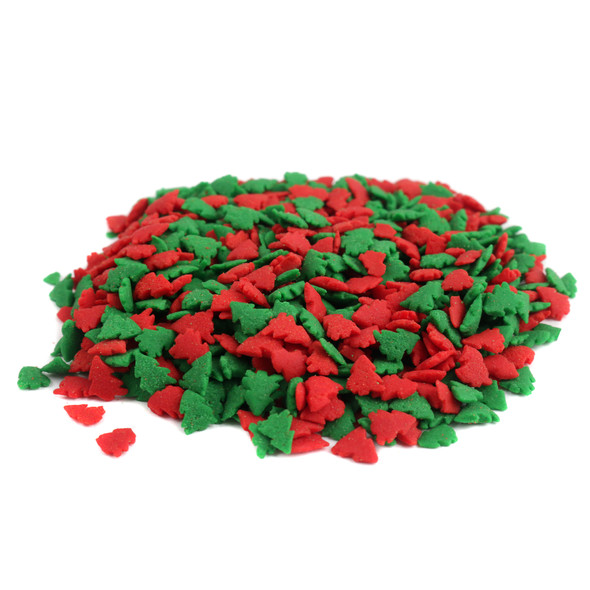 image of red and green christmas tree sprinkles