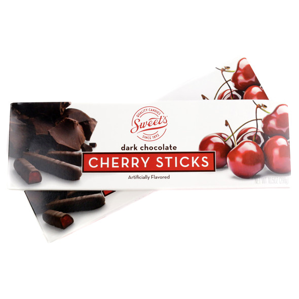 Sweets Dark Chocolate Cherry Sticks, 10.5oz box, approx 38 dark chocolate covered cherry jelly sticks.
