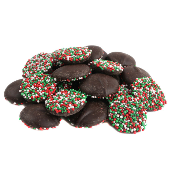 image of dark chocolate christmas candy nonpareils baking dessert toppings