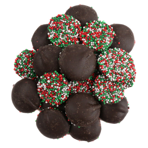 image of dark chocolate christmas candy nonpareils baking dessert toppings