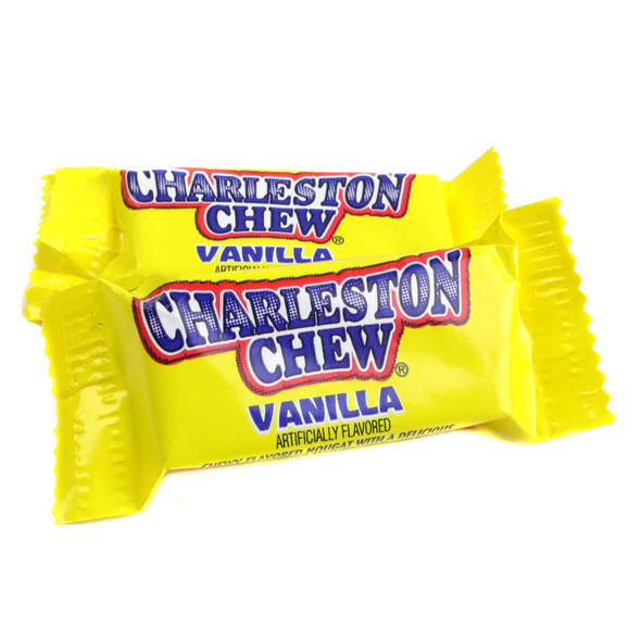 40 Charleston Chews snack size candy bars, mini, individually wrapped, with white vanilla nougat and rich brown chocolate coating.