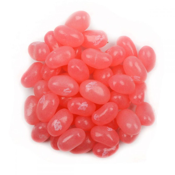 Vibrant light pink Jelly Belly Cotton Candy Jelly Beans, sweet cotton candy flavor, approx 400 per pound, USA.