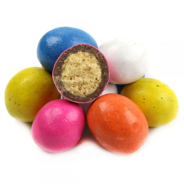 Bright, colorful, vibrant speckled malt Easter eggs, milk chocolate, malt ball center, approx. 144 per lb.