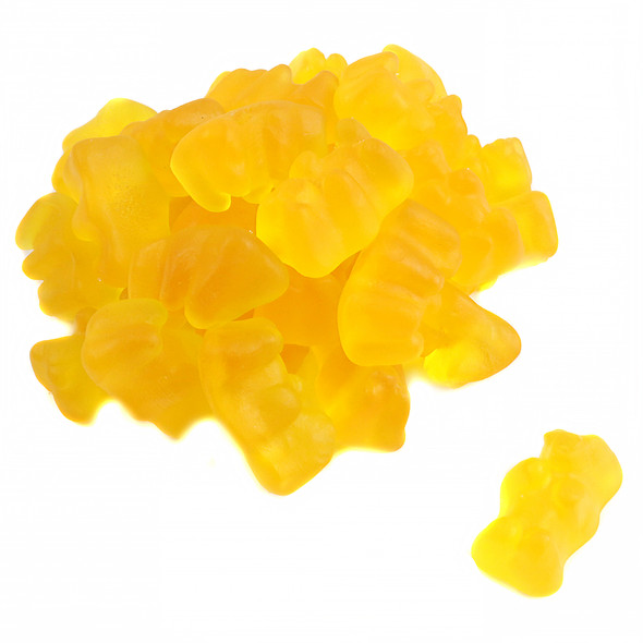 Yellow Mango Gummy Bears, tropical mango flavor candy, approx 125 pieces per pound.