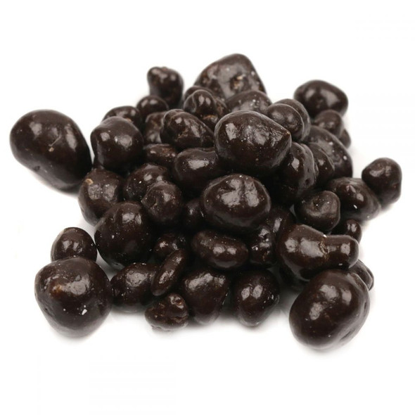 Rich dark chocolate covered diced pure ginger pieces. Sweet, spicy golden-brown ginger, dark brown chocolate coating.