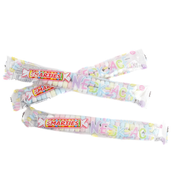 Smarties Candy Necklaces, individually wrapped, multi-colored candy beads, retro, gluten-free, vegan.