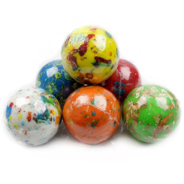 Assorted 2.25 inch wrapped jawbreakers, vibrant rainbow colors, approximately 4 candies per pound.