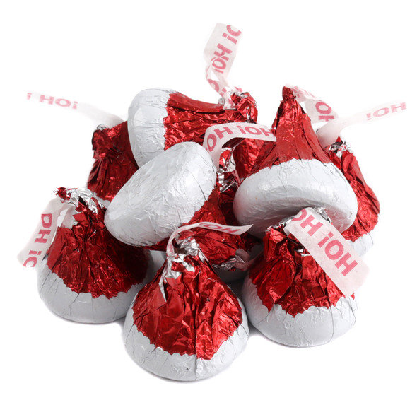 image of hershey kisses santa hats christmas candy