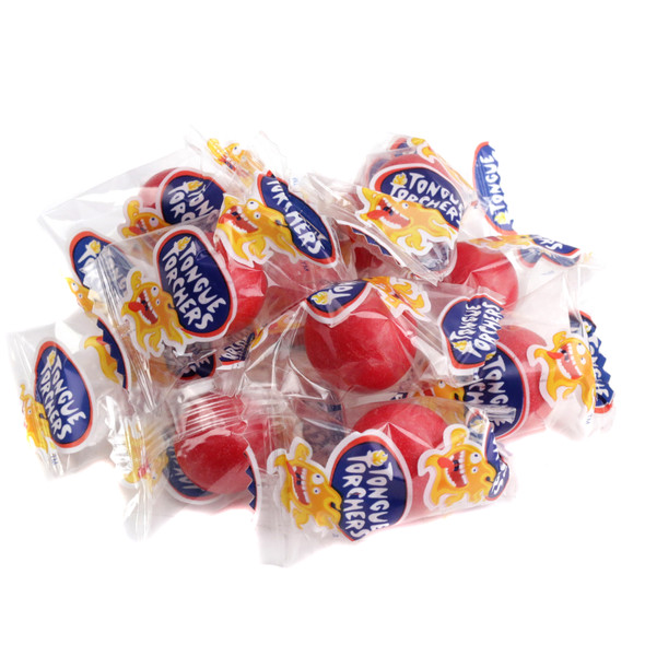 Approx. 80 individually wrapped red Tongue Torchers Cinnamon Jawbreakers, fiery hot cinnamon hard candy.