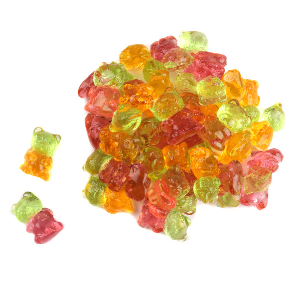 Multi-colored 3D Sugar Free Gummy Bears, approx. 120 chewy fruit-flavored pieces per 1lb bag, guilt-free treat.
