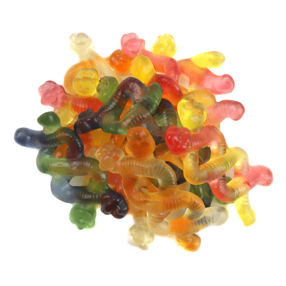 Herberts Best Criss Crawlers gummy worms, twisted sweet and sour candy snakes, approx 55 pieces per pound.