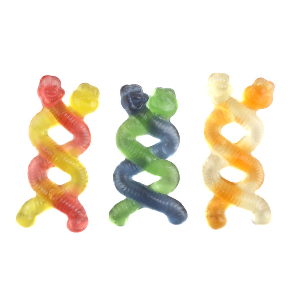 Herberts Best Criss Crawlers gummy worms, twisted sweet and sour snakes, approx 55 per pound, colorful candy.