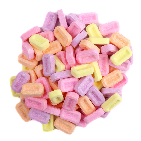 image of pez assorted fruit bulk pressed candy unwrapped