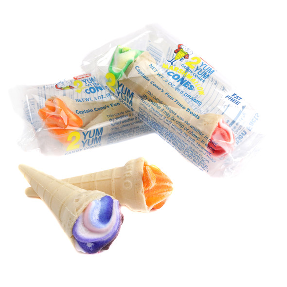 Marpro Yum Yum Marshmallow Ice Cream Cones, 48 pastel, fluffy white marshmallows & crunchy waffle cones.